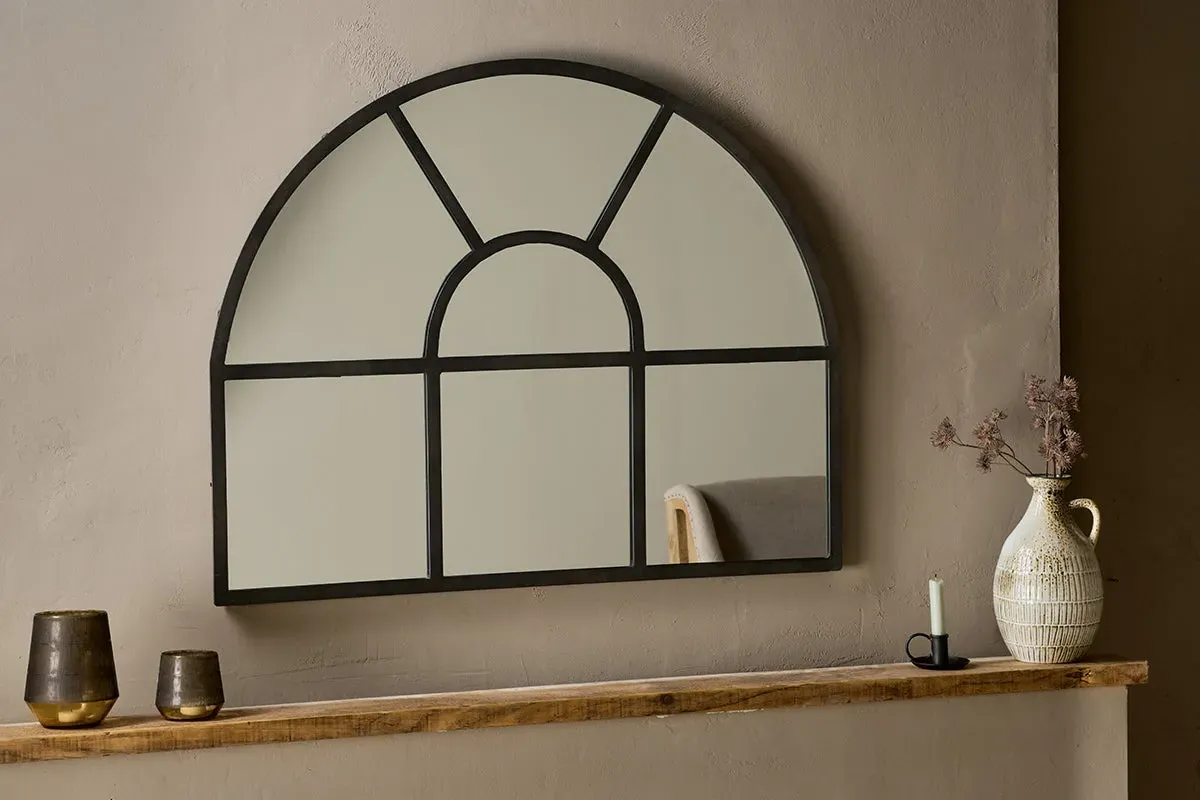 Imoma Iron Overmantle Arch Mirror - Black