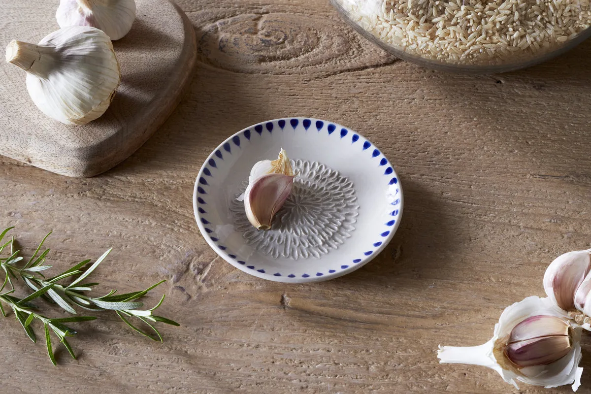 Indigo Drop Garlic Grater - Cream, Ceramic product