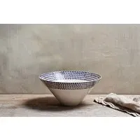 Indigo Drop Large Serving Bowl - Cream