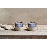 Indigo Drop Mug Set of 2 - Cream, Ceramic