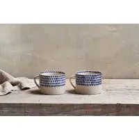 Indigo Drop Mug Set of 2 - Cream/Indigo, Ceramic