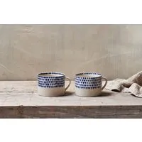 Indigo Drop Ceramic Mug Set of 2 - Cream/Indigo alternate view