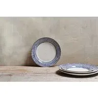 Indigo Drop Side Plate - Cream
