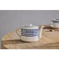 Indigo Drop Teapot - Cream