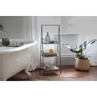 Indore 3-Shelf Storage Caddy - Aged Brass, Mango Wood