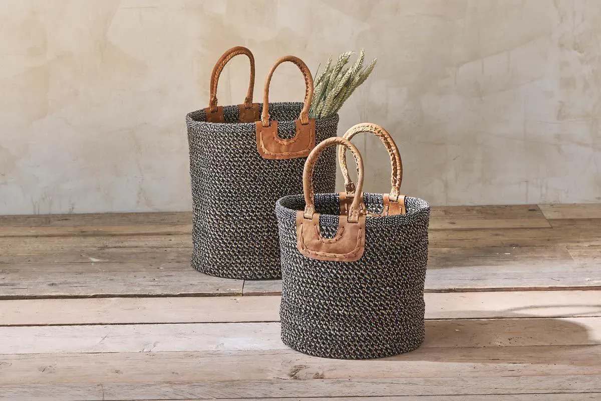 Indra Small Coil Storage Basket - Charcoal, Natural Fibre product