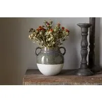 Inha Reactive Glaze Vase - Dark Olive, Terracotta