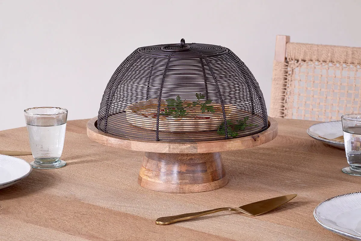 Inkollu Wire Cake Stand - Aged Brass, Mango Wood image