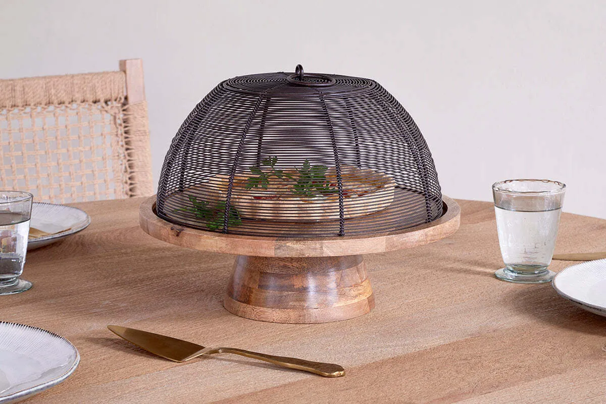 Inkollu Wire Cake Stand - Aged Brass, Mango Wood product