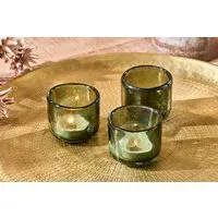 Irda Glass Small Tealight Set of 3 - Dark Emerald