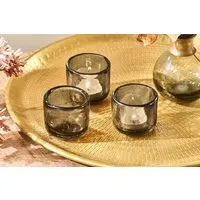 Irda Glass Small Tealight Set of 3 - Smoke Brown