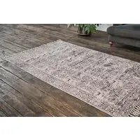 Iria Antique Print Rug - Faded Black, Natural