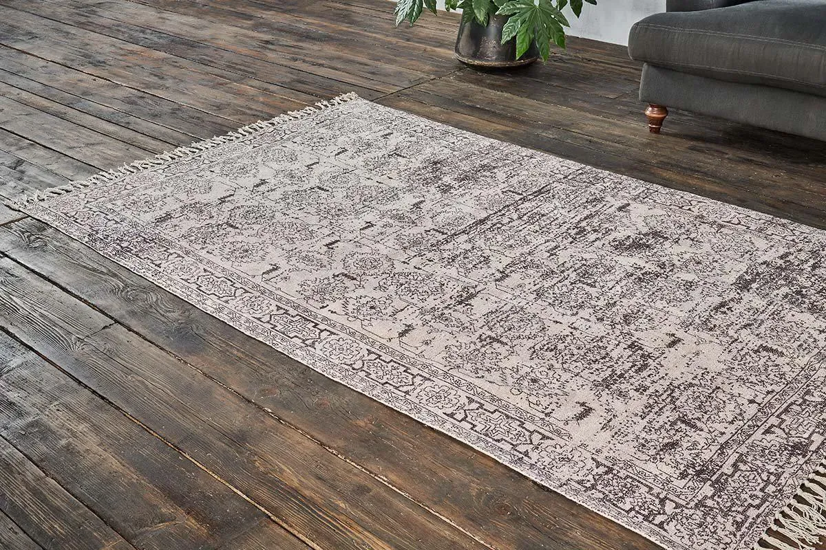 Iria Antique Print Rug - Faded Black, Natural image