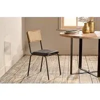 Iswa Leather & Cane Dining Chair - Black