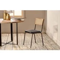 Iswa Leather & Cane Dining Chair - Black alternate view