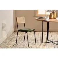 Iswa Leather & Cane Dining Chair - Green
