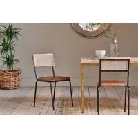 Iswa Leather & Cane Dining Chair - Tan