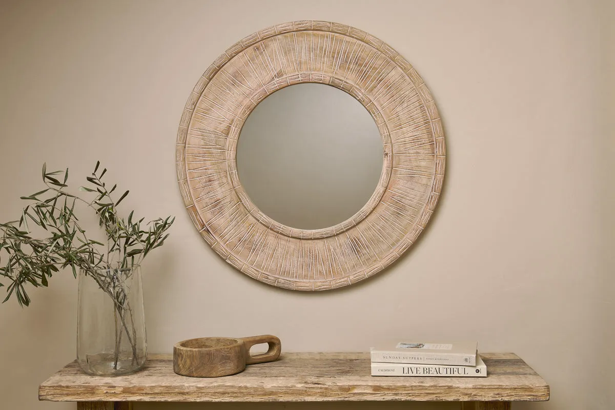 Itwa Carved Mirror - Natural, Mango Wood image