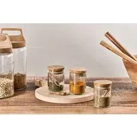 Izaan Spice Jar Set of 3 - Clear, Mango Wood