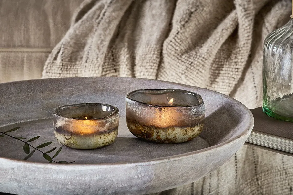 Janka Tealight Holders Set of 2 - Charcoal, Glass image
