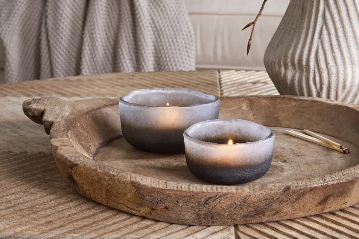 Janka Tealight Holders Set of 2 - Smoked Charcoal, Glass