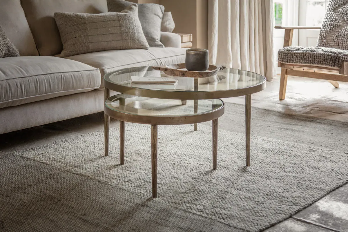 Jiya Nested Coffee Tables Set of 2 - Brass, Iron & Glass image