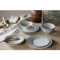 Juniper Drop Dinnerware Set of 12 - Cream, Juniper