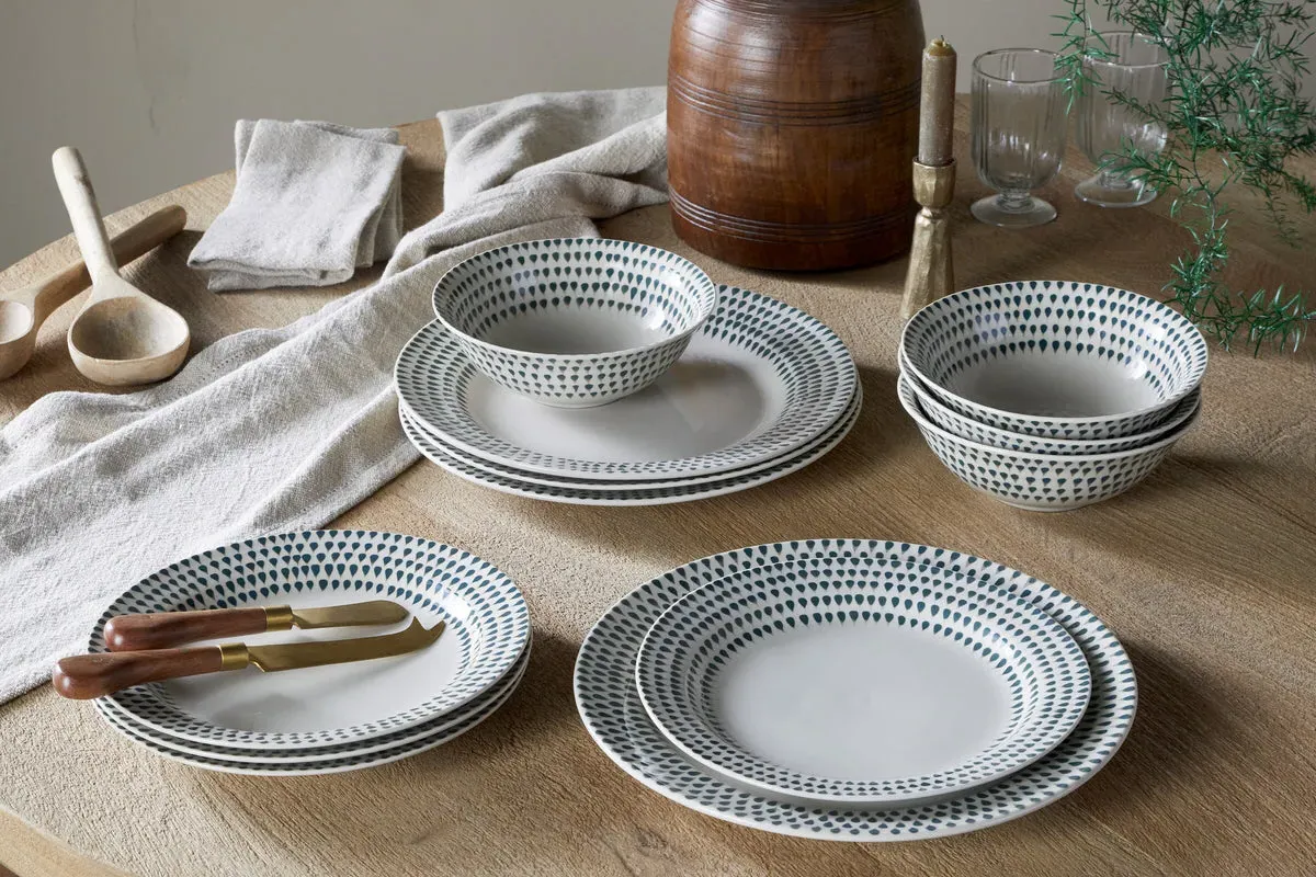 Juniper Drop Dinnerware Set of 12 - Cream, Juniper image