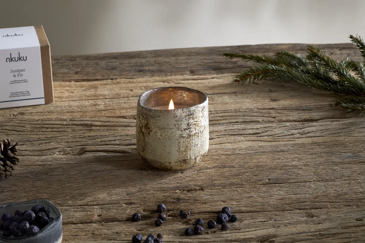 Juniper & Fir 1 Wick Scented Candle - Antique Gold image
