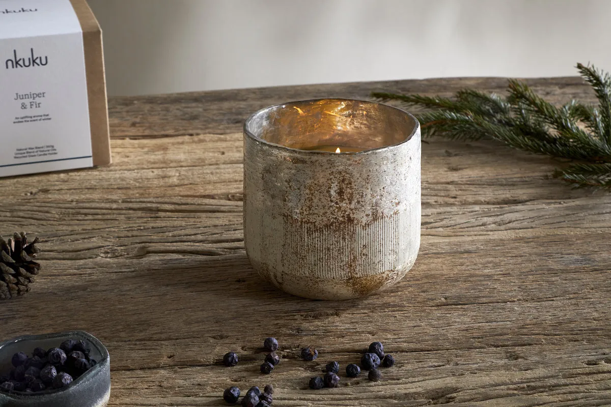 Juniper & Fir 3 Wick Scented Candle - Antique Gold