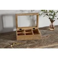 Kabani Jewellery Box with Glass Lid - Natural, Mango Wood alternate view