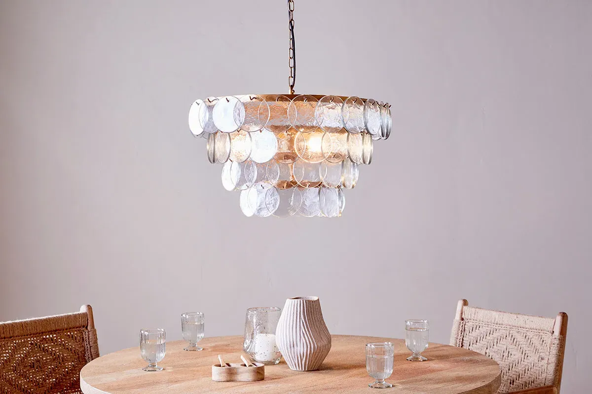 Kagitha Recycled Glass Chandelier - Antique Brass
