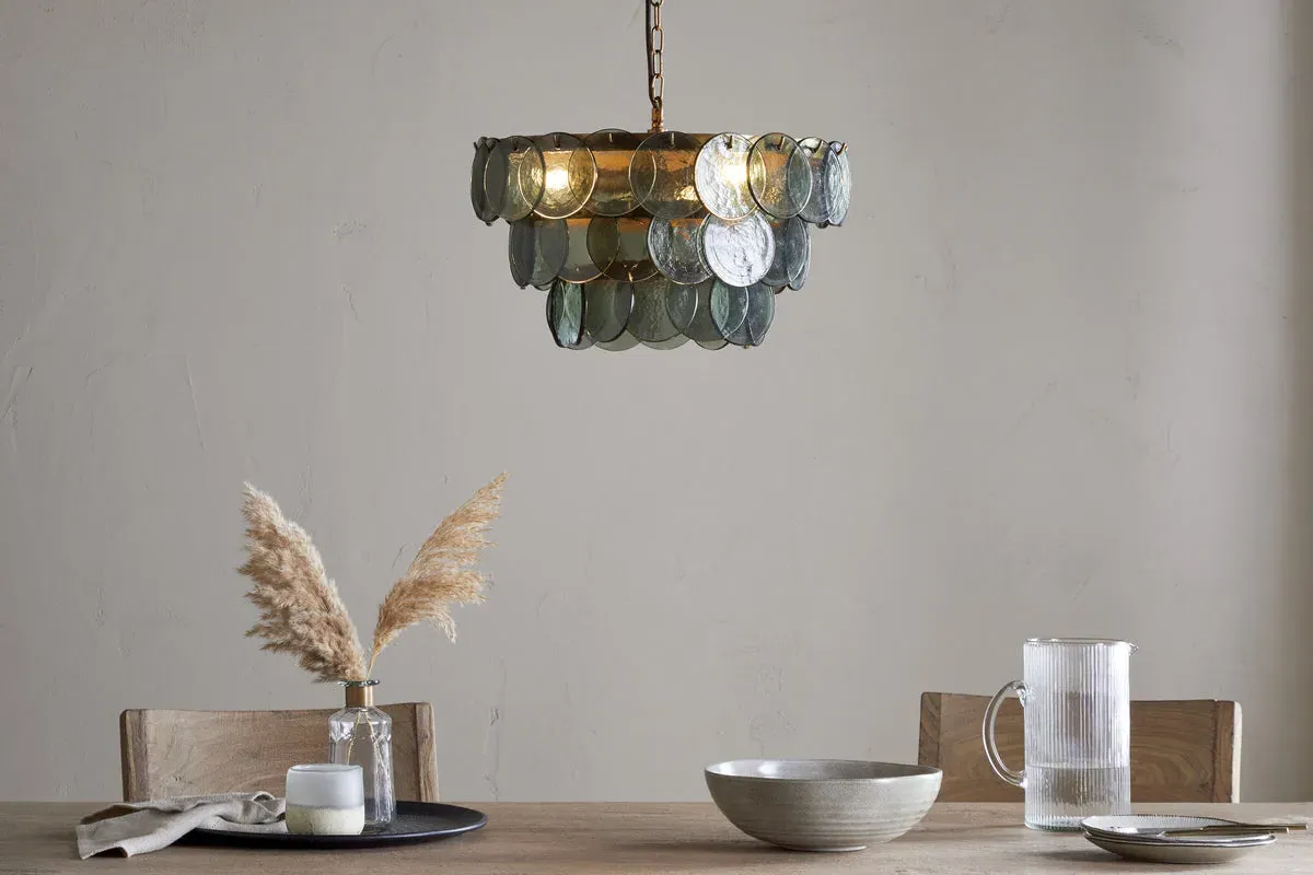 Kagitha Small Recycled Glass Chandelier - Green