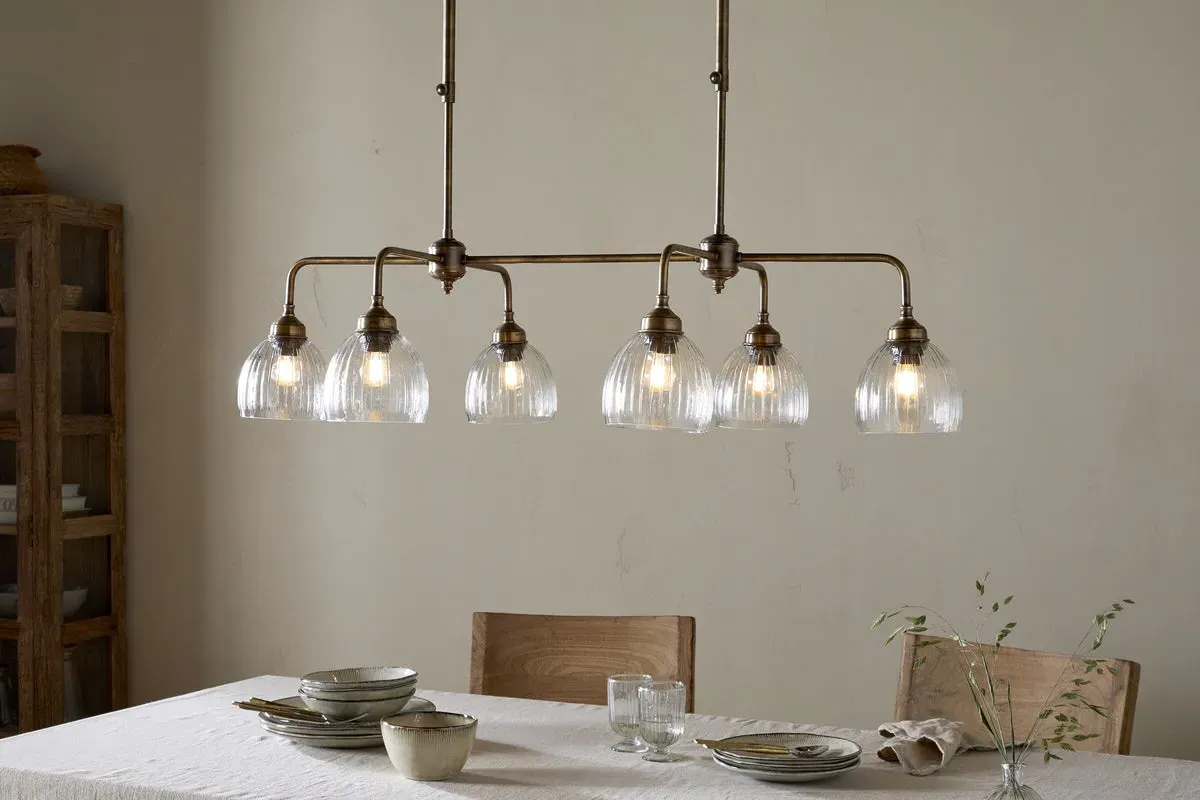 Kakira Six-Arm Chandelier Pendant - Antique Brass, Glass product