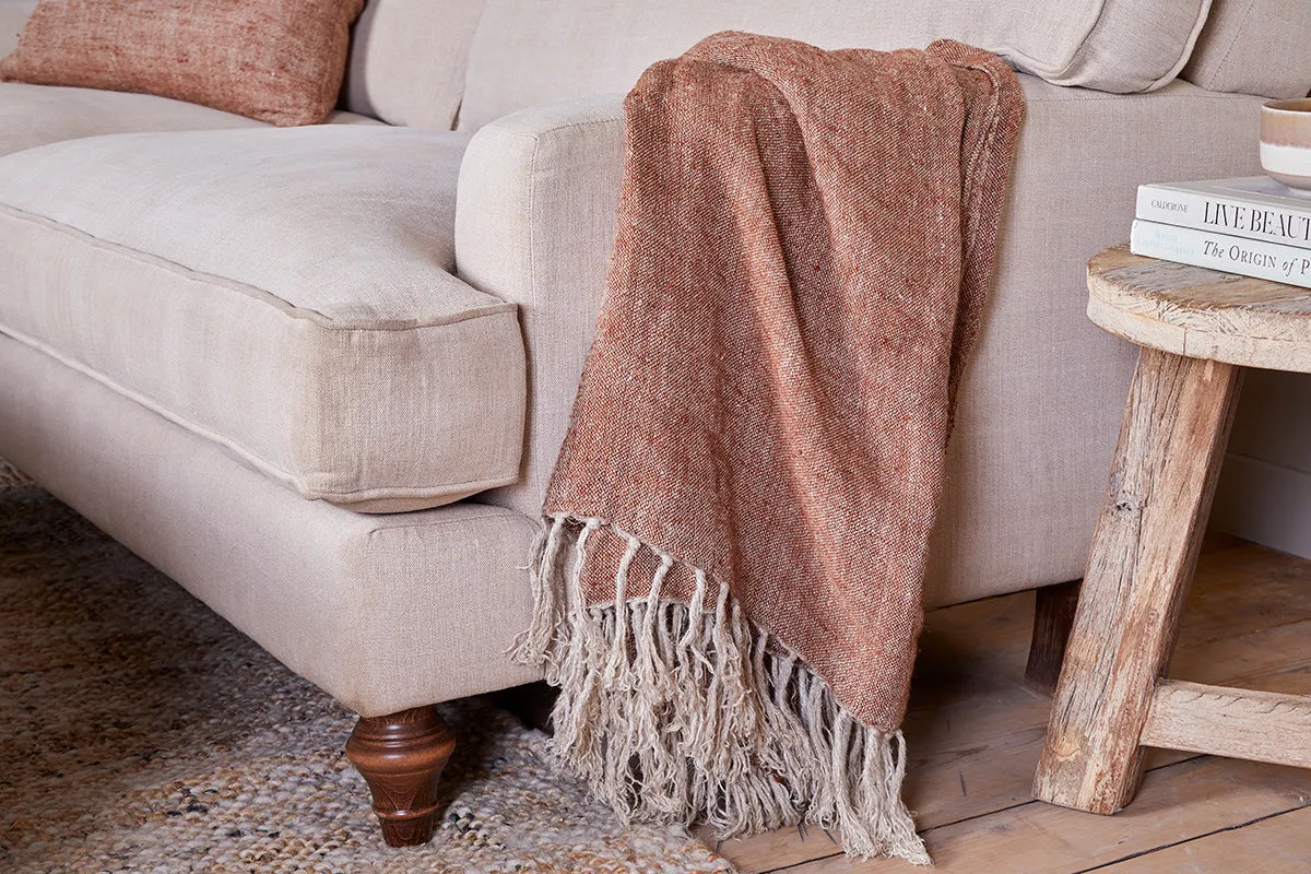 Kana Linen Throw - Rust