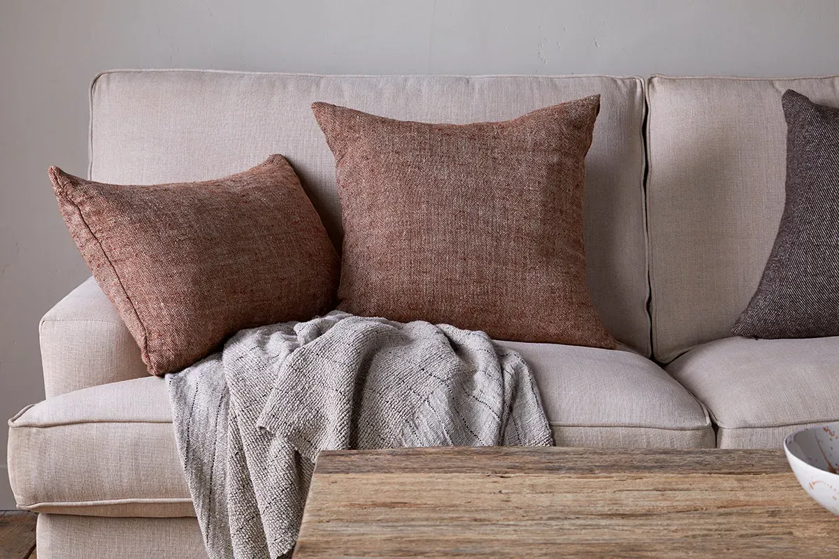 Kana Square Linen Cushion Cover - Rust
