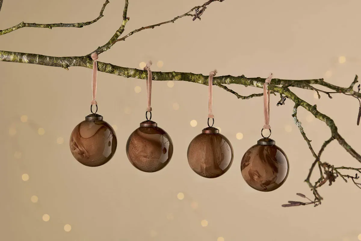 Kancha Set of 4 Christmas Baubles - Mocha, Recycled Glass product