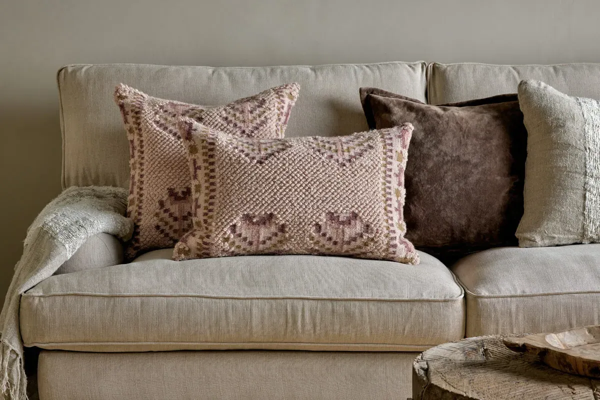 Kandy Square Cushion Cover - Dusty Pink, Wool & Cotton