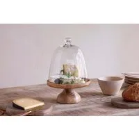 Kannati Cheese Stand with Glass Dome - Clear, Mango Wood alternate view
