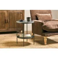 Karoko Marble Side Table with Storage - Black