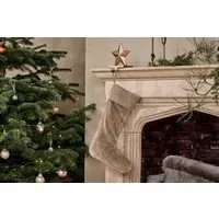 Karru Christmas Stocking - Light Grey, Cotton Velvet