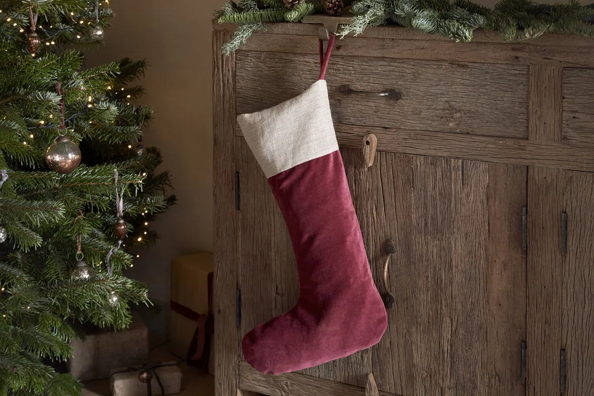 Karru Christmas Stocking - Red, Cotton Velvet by NKUKU