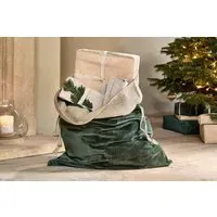 Karru Cotton Velvet Christmas Sack - Forest Green
