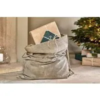 Karru Cotton Velvet Christmas Sack - Light Grey