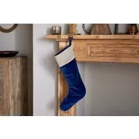 Karru Cotton Velvet Christmas Stocking - Indigo