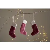 Karru Mini Christmas Stocking Set of 3 - Red, Cotton Velvet by NKUKU, image 2