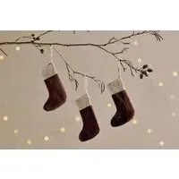 Karru Mini Christmas Stocking Set of 3 - Rich Mocha, Cotton Velvet