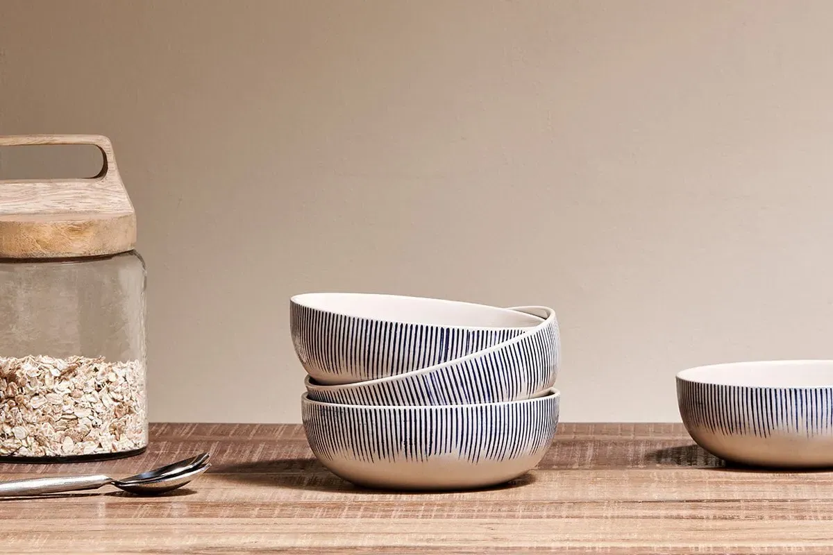 Karuma Ceramic Cereal Bowl - Blue/White image