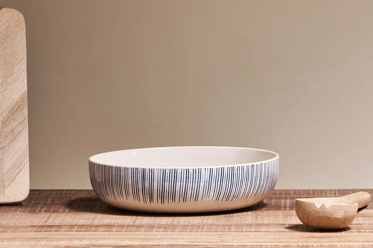 Karuma Large Ceramic Serving Bowl - Blue & White image