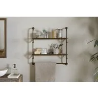 Karura Wall Shelves with Towel Rail - Antique Brass alternate view